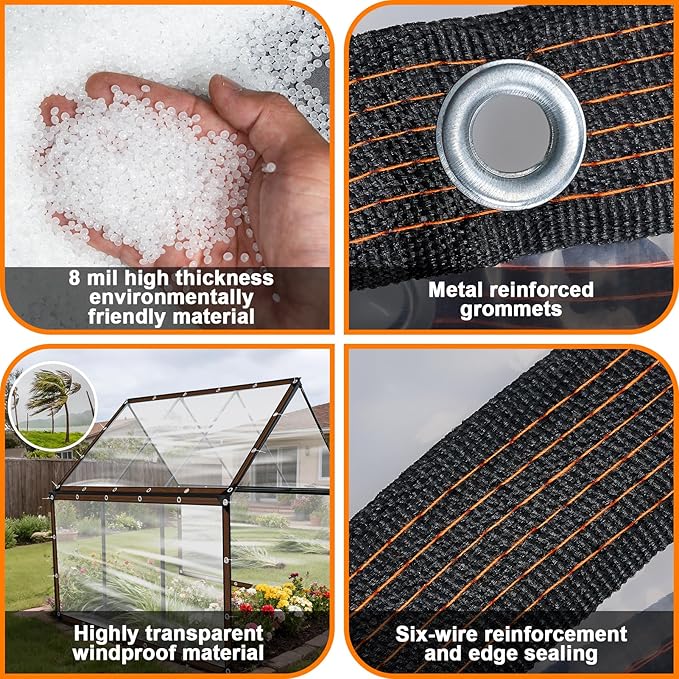 NNG 6.6 x 13ft Waterproof Chicken Coop Cover for Winter,Anti-Tear Chicken Run Tarp with Rope & Cable Tie,Chicken Coop Insulation Windproof Winterizing Cover for Poultry Cage Patio Covering
