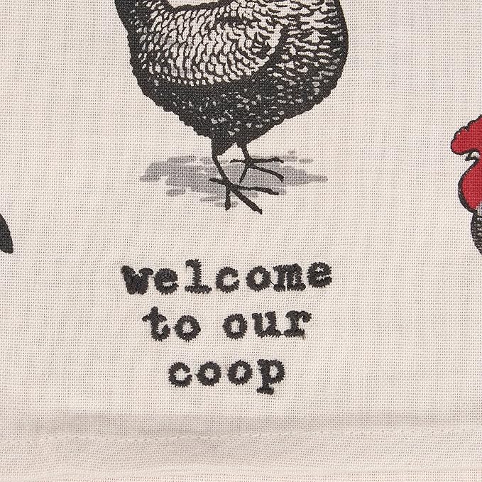 Primitives by Kathy Decorative Kitchen Towel, Welcome to Our Coop with Chicken Design, Homestead Style, Fun Design