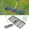 Lawn Leveling Rake 30x10 inch,Stainless Steel Lawn Leveler with Green Positioning Stakes,78" Adjustable Long Handle,Heavy Duty Level Lawn Tool for Backyard, Garden, Golf Course, Farm, Pasture