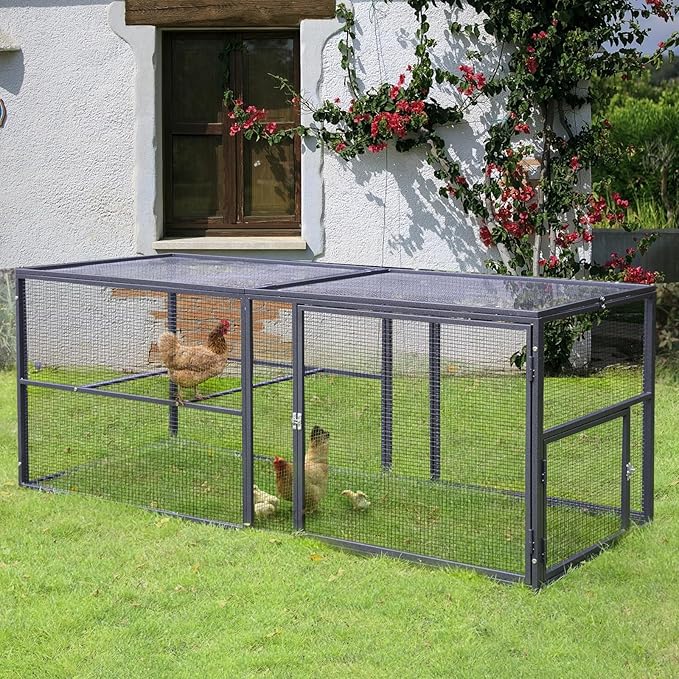 Chicken Run Chicken Coop Walk-in Poultry Cage Hen House Rabbits Habitat Cage, Extension Run for Multi Coops Large