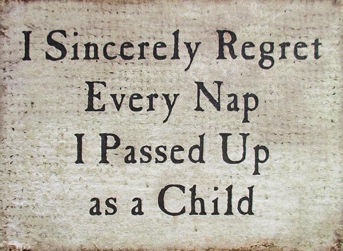 Farmisms 4x3 Inspirational Wooden Rustic Country Signs for Country Farm Living -I Sincerely Regret Every Nap I Passed Up As A Child