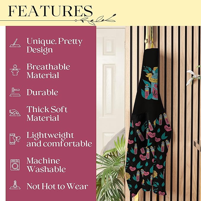 Waterproof Apron for Adults – Adjustable Fit with Deep Pockets, Stylish Cooking & Baking Apron for Women & Men