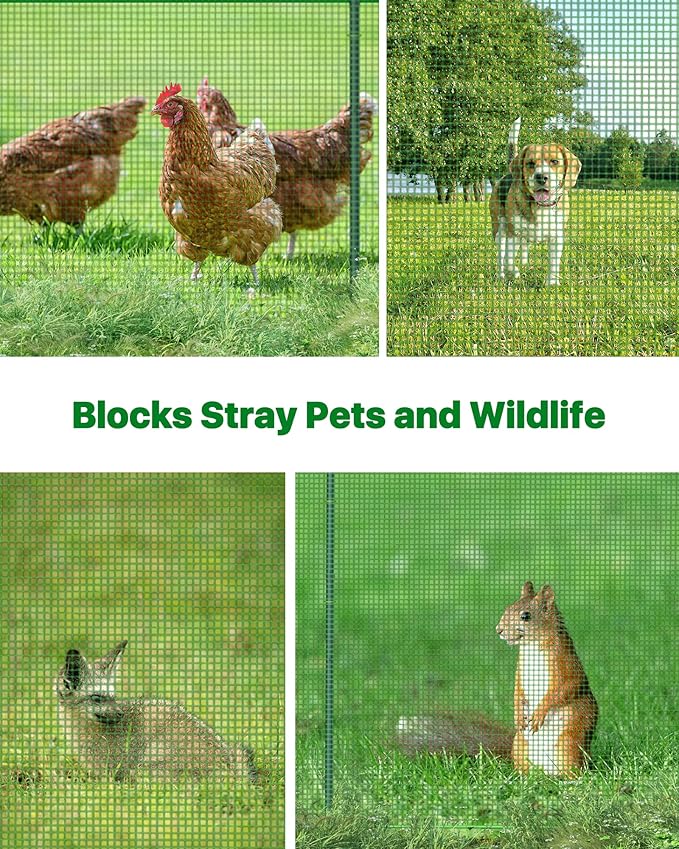 Temporary Fence with Posts, 40" Hx50'L Garden Fence Animal Barrier with Metal Ground Spikes, Temporary Fencing for Garden Backyard Outdoor Animal Protect