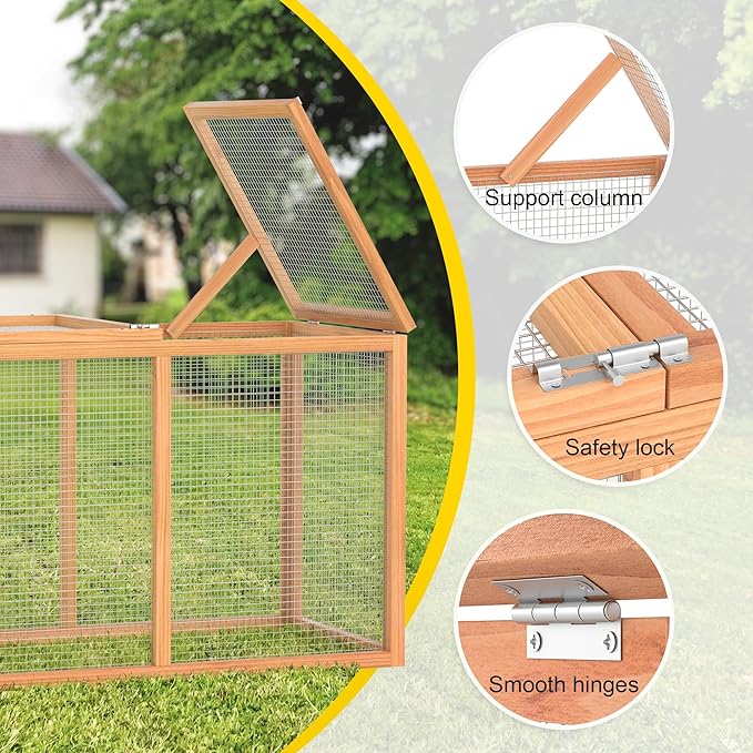GOJOOASIS 40" Chicken Run Outdoor Wooden Chicken Coop Hen House Poultry Cage w/Wire Fence Indoor and Outdoor Use (B)