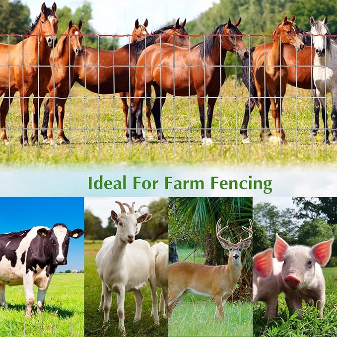 4x50ft Heavy Duty Horse Fence, 2x4 Inch Mesh, Rust-Resistant Metal Wire Farm Fencing for Livestock, Pasture, Garden, and Animal Containment