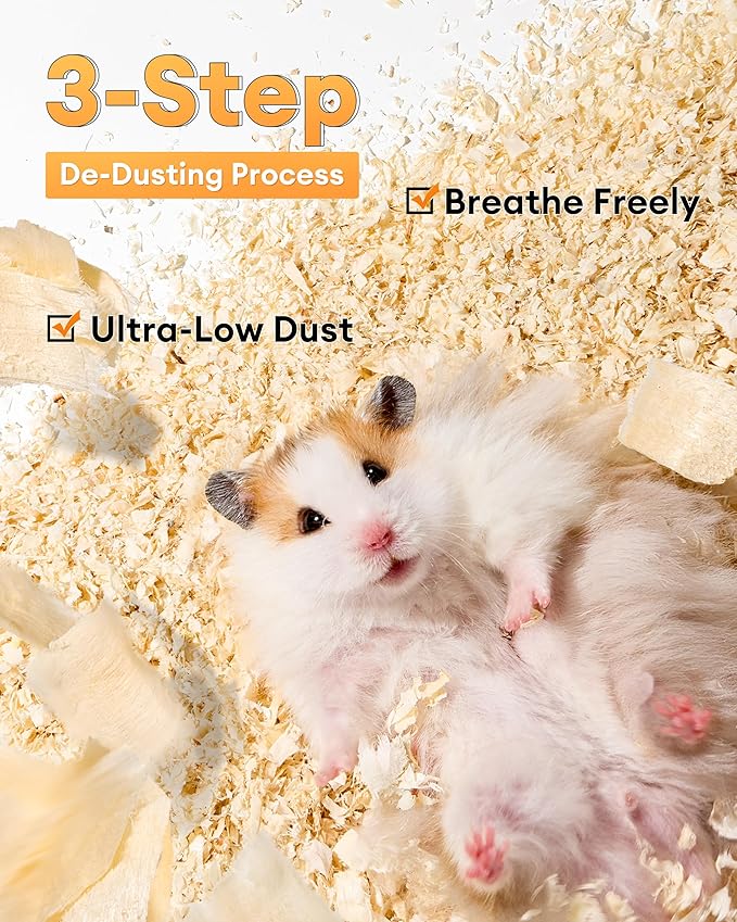 BUCATSTATE 70L Aspen Bedding, 100% Natural Hamster Bedding Odor Control, Low-Dust Small Animal Bedding for Guinea Pigs, Gerbils, Syrian Hamsters, Chinchillas, Snakes & Lizards