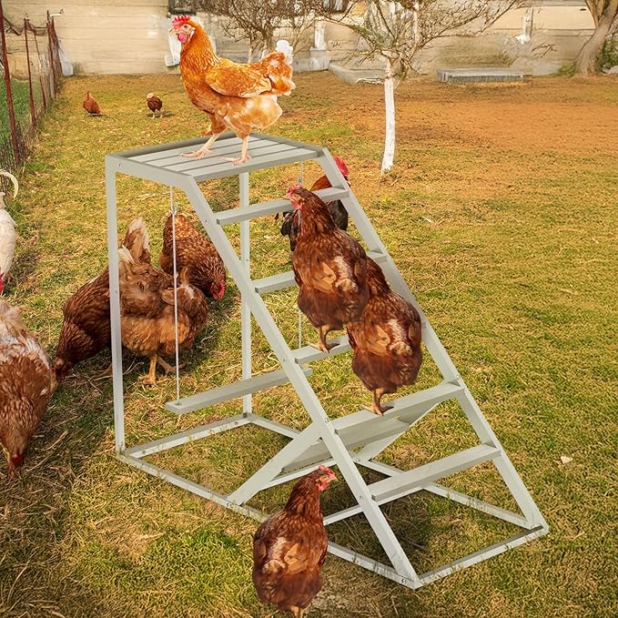 Chicken Perch Swing for Coop – Wooden Hanging Roosting Bar & Climbing | Chicken Perch for Hens & Chicks | Chicken Coop Accessories for Exercise, Pecking & Balance Training,Grey