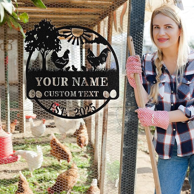 Custom Chicken Coop Signs, Personalized Chicken Coop Sign, Custom Metal Farm Signs for Outdoor, Chick Hen House Sign Funny Farmhouse Outside Wall Decor Gift