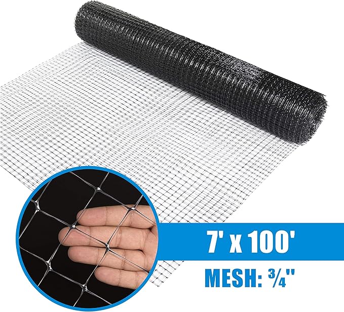 Fencer Wire 7 ft. x 100 ft. Garden & Plant Protective Netting with 3/4" Mesh, Reusable & Doesn't Tangle, Protection Against Bird, Deer and Other Animals, Multiple Choices Available