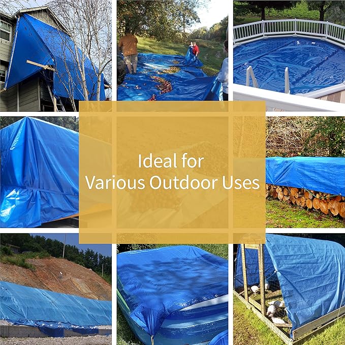 GUARD SHIELD Blue Tarp Waterproof 12x16 Feet Medium Duty All Purpose Poly Tarps Cover 7mil