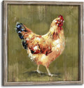 Farmhouse Wall Art Chicken Picture: Rustic Farm Animal Wooden Framed Artwork Decor Kitchen Country Print Chickens Hen Artwork for Bedroom Living Room Home 16 x 16 Inches