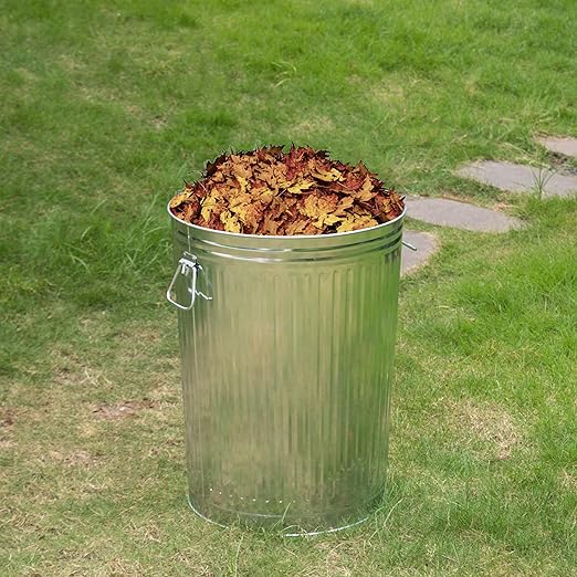Gardenised Round Galvanized Steel, 20 Gallon Trash Can with Lid - Durable Metal Bucket for Backyard, Lawn, Garden and Yard Use - Weather-Resistant Garbage Can for Indoor and Outdoor, 17.75-inch