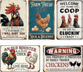 5Pack Vintage Metal Signs Chicken Coop Signs, Chicken Coop Accessories for Farm Yard Decor, Tin Sign Chicken Gifts for Home Kitchen Lovers Chicken House Decor - 8×12 inches
