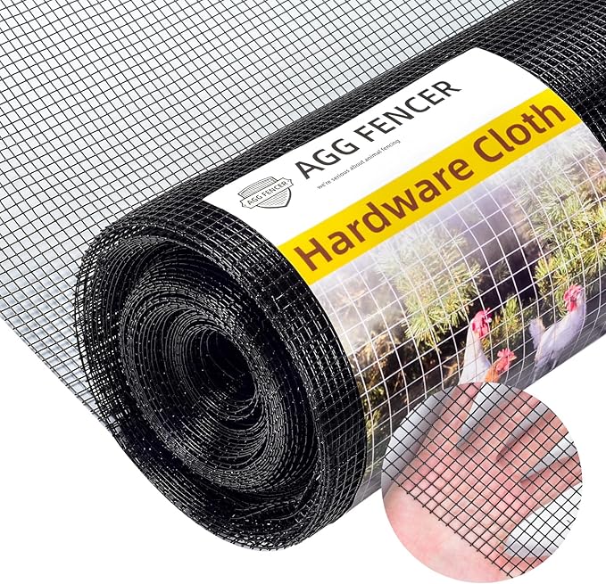 36in x 50ft Black Hardware Cloth 1/4 inch 23Ga PVC Coated Wire Mesh Vinyl Coated Fence, Welded Metal Chicken Wire Fencing Roll, Garden Plant Fencing, for Chicken Coop and Home Improvement