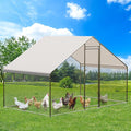 6.5 Ft Large Chicken Runs for Yard with Cover, Large Metal Chicken Coop, Spire Roof Metal Chicken Coop with Lock for Outdoor, Backyard, Farm, Duck, Rabbit