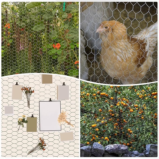 1-Pack Floral Chicken Wire Mesh, 15.7 in x 9.8 ft Plastic Hexagonal Chicken Wire Fencing with 50 Garden Ties for Crafts/Poultry Netting/Garden/Plant Protection [Green]
