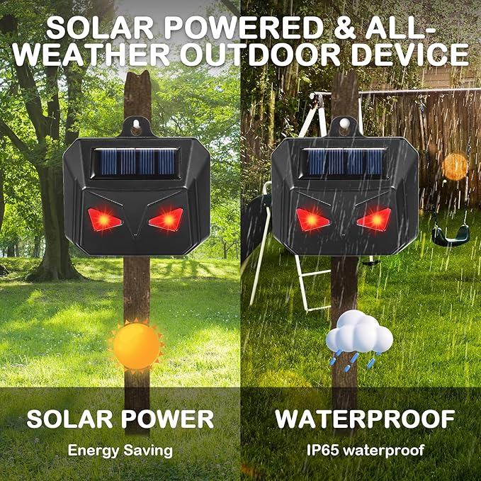 4 Pack Solar Nocturnal Animal Repeller with Predator Eyes - Waterproof Outdoor Predator Deterrent Lights for Coyotes, Deer, Foxes, Raccoons & Skunks Repellent for Chicken Coops & Yard Protection