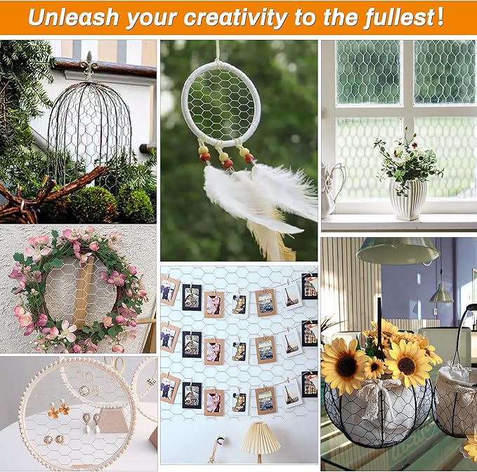 Sliver Chicken Wire 12 inch(H) x 100 ft(L), Anti-Rust Hexagonal Galvanized Metal Garden Netting for Floral Arrangements, Powder Coated Chicken Wire Coop for Crafts Plant Protector Pet Rabbits Fencing