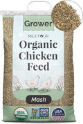 Mile Four Organic Chicken Feed (46 lbs) Grower Mash, Non-GMO, USA Grown, 18% Protein, Corn-Free, Soy-Free, Non-Medicated Feed for Chickens