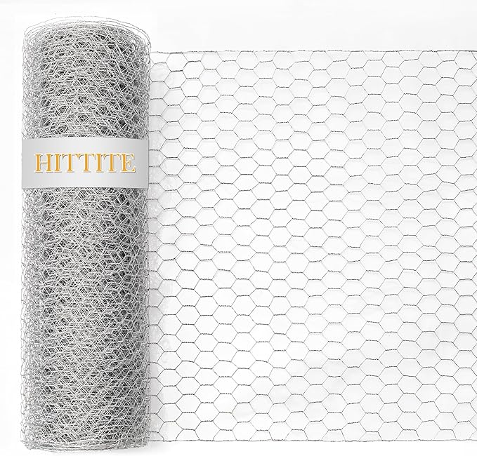 HITTITE Chicken Wire Fencing Mesh, 18 Inch x 100Feet Metal Floral Chicken Wire Fence for Crafts, Hexagonal Galvanized Garden Fence Poultry Netting for Chicken Coop Barrier Rabbit Cage