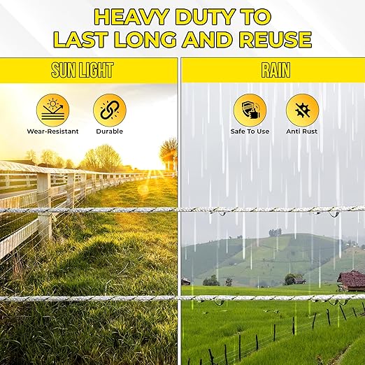 Electric Fence Wire 1000 ft, 1/4 inch (6 mm), Thick & Highly Conductive Tinned Copper Strands, Ideal for Temporary Pastures and Equine Containment Livestock, Work with Insulator & Charger