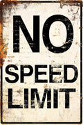Metal Sign No Speed Limit Signs Vintage Reproduction Funny Garage Man Cave Race Car Posters For Men Bedroom Garage Accessories Funny Room Stuff Wall Decor Wall Art Decor 8x12 Inches