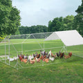 Large Metal Chicken Coop, 19.7'L x 9.8'W x 6.6'H Walk-in Poultry Cage, Chicken Run Pen House with Waterproof & Anti-Ultraviolet Cover Chicken Coop Run for Outdoor Backyard Farm