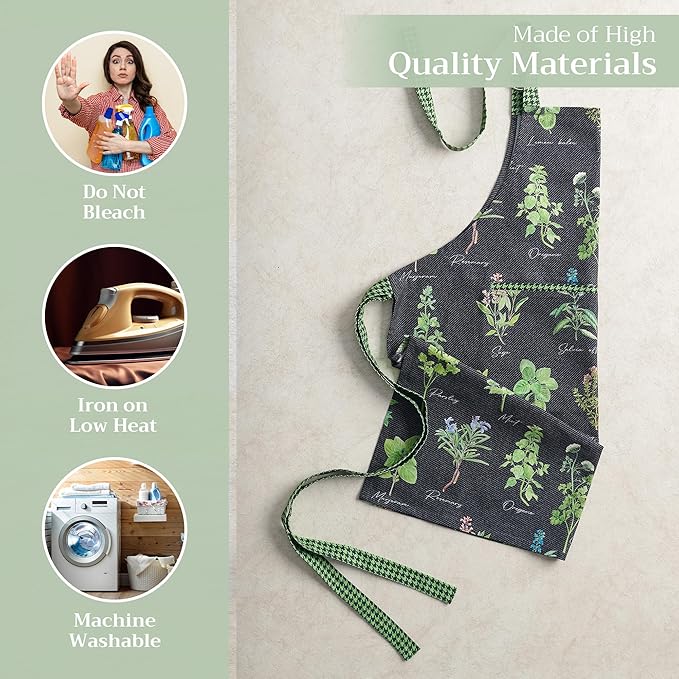 Maison d' Hermine 100% Cotton Apron for women with Pocket Kitchen Chef Apron for Men Cooking Easter Decorations