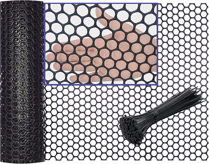 Plastic Chicken Wire Fence Mesh 16”x10FT, Poultry Netting for Chicken, Hexagonal Fencing for Gardening,Floral Netting,PET Cage, Chicken Wire Frame Crafts,with 100 pcs Fixed Straps
