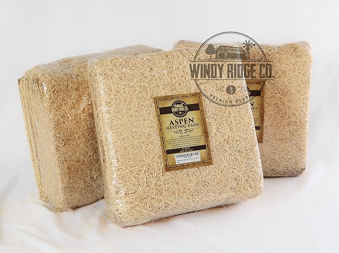 Natural Chicken Nesting Pads - 10 Pack - Aspen Excelsior Bedding Hen Nest Box Liners - USA Made - 13" x 13"