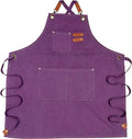 Chef Apron with Large Pockets for Women Men, Cotton Canvas Cross Back Water Repellent Adjustable Work Apron