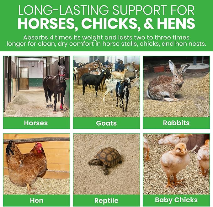 Hemp Animal Bedding 1 Lb = 5.1 Liters of Natural Ground Hurds - Super Absorbent- DUST Free- for Your Horse, Chicken, Rabbit, Reptile, Hamster, Cage Coop or CAT Litter - USA Grown - Carbon Negative