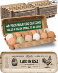 Hatortempt Reusable Paper Pulp Egg Cartons - 48-Pack, 12-Count - Pre-Printed Cartons for Date Labeling - Versatile Egg Baskets for Market & Home - Biodegradable Bulk Packs for Easy Transport