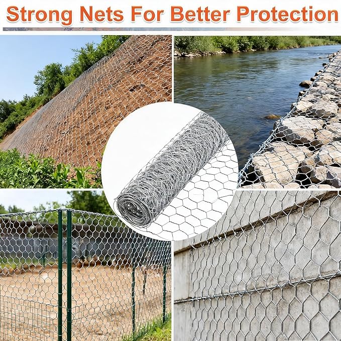 Wire Mesh Roll for Poultry Cages 36IN x50FT- Heavy Duty Fencing Net for Farm Garden Animal Plant Protection, Chicken Wire Fence, Easy to Install Fencing for Rabbits, Birds, Vegetables (Hexagon)