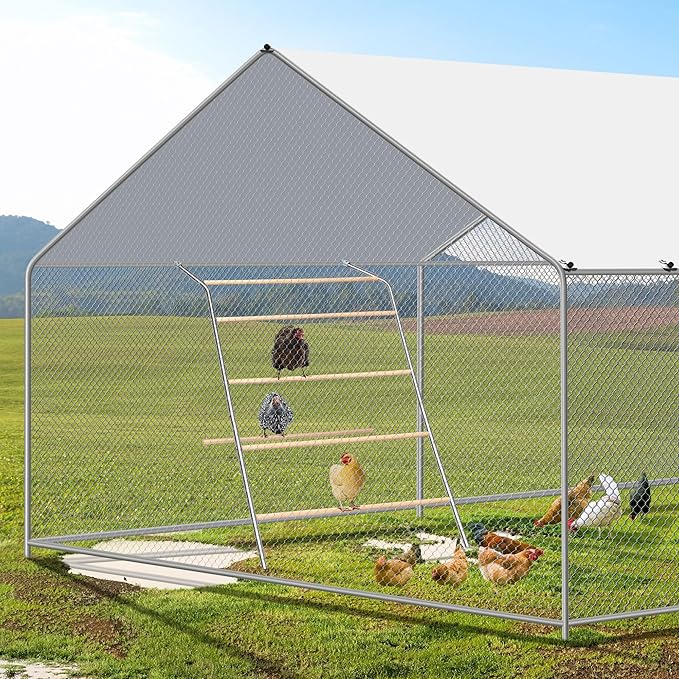 Chicken Roosting Bars with Swing for Coop, Large 4-Tier Wood Chicken Perch for Backyard Poultry, Non-Slip Design, Durable Galvanized Metal Frame, Essential Chicken Coop Accessories (55" L x 40" W)