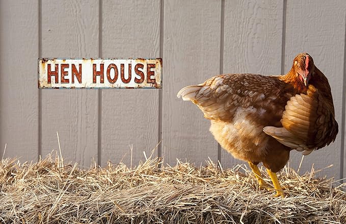 Vintage Tin Hen House Sign Retro Metal Sign Suitable For Home Farm Garden - Multi-Purpose Metal Sign For Indoor/Outdoor Use Plaque 4x16 Inch