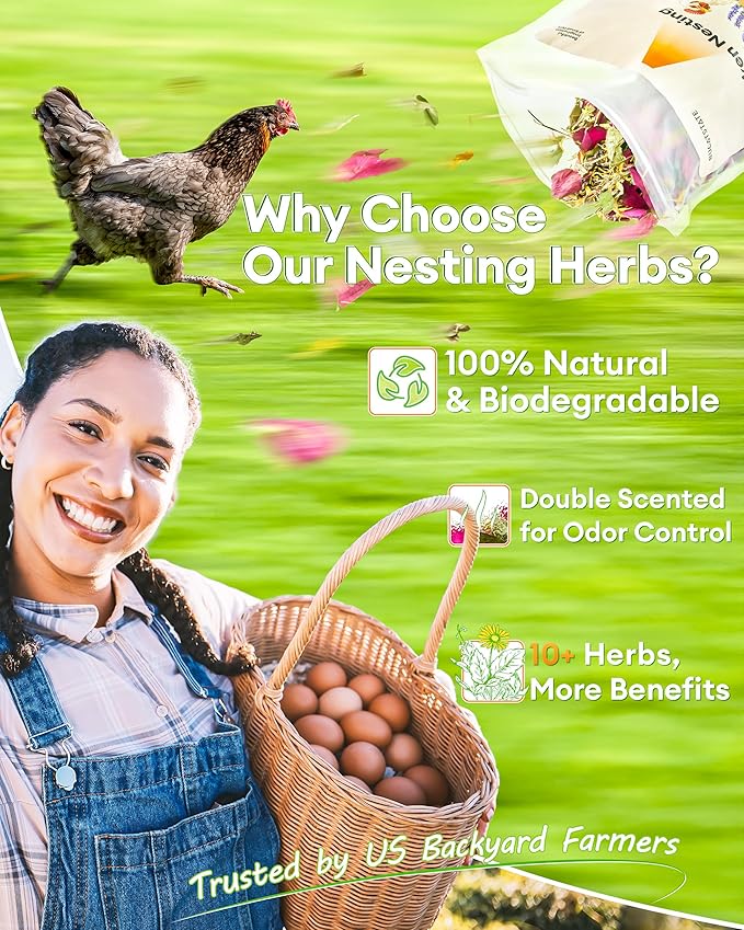 BUCATSTATE Chicken Nesting Herbs 21.1oz, Nesting Herbs for Chicken Coop with 10 Dried Floral Poultry Herbs, Nest Box Aromatic Refresher to Increase Egg Production