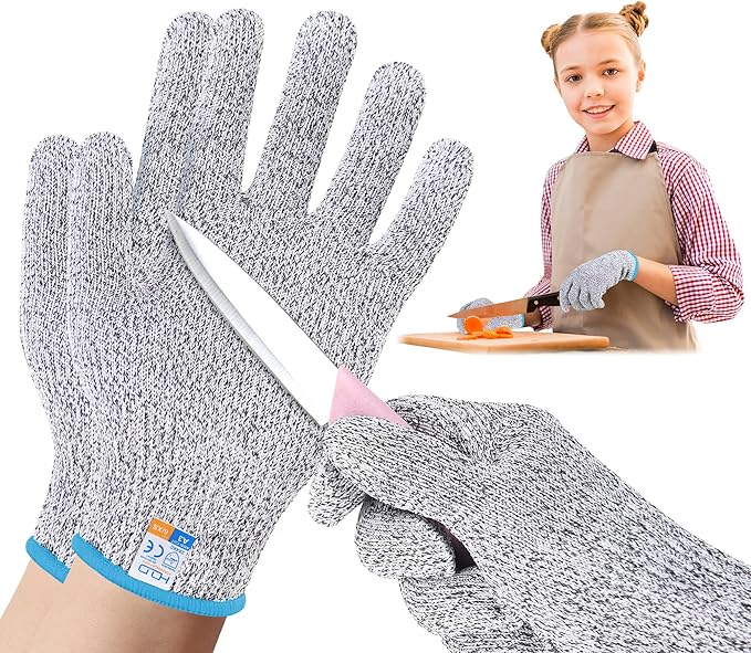 HANDLANDY Cut Resistant Gloves for Adult & Kids, Food Grade Anti-Cut Safety Gloves for Cooking Mandolin Meat Cutting Fishing