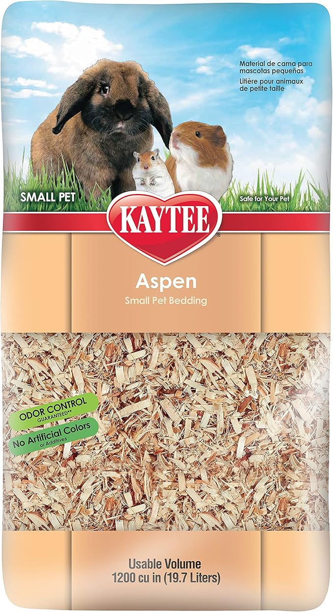 Kaytee Aspen Small Animal Pet Bedding For Pet Guinea Pigs, Rabbits, Hamsters, Gerbils, and Chinchillas, 19.7 Liters