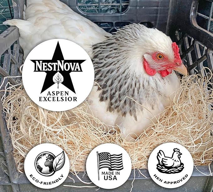NestNova™ Aspen Excelsior, 2 lb Box of USA-Grown Aspen Fiber. Eco-Friendly Material for Chicken coops, Small pet Bedding, Crafts, and Gift Baskets. Biodegradable and Hand Packed. 3 Boxes (6 lbs)