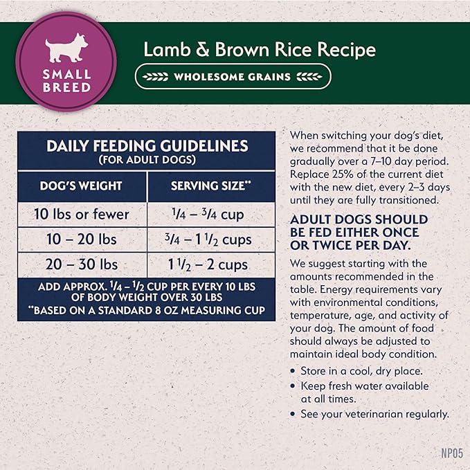 Natural Balance Limited Ingredient Small-Breed Adult Dry Dog Food with Healthy Grains, Lamb & Brown Rice Recipe, 4 Pound (Pack of 1)