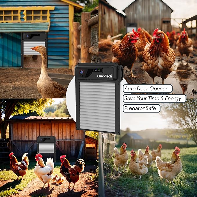 Automatic Chicken Coop Door - with 1080p Camera - Solar Powered - 5000mAh Battery - App Remote Control and Opener with Timer - Auto Open&Close - Heavy Duty - Night Vision - Alarm Drive