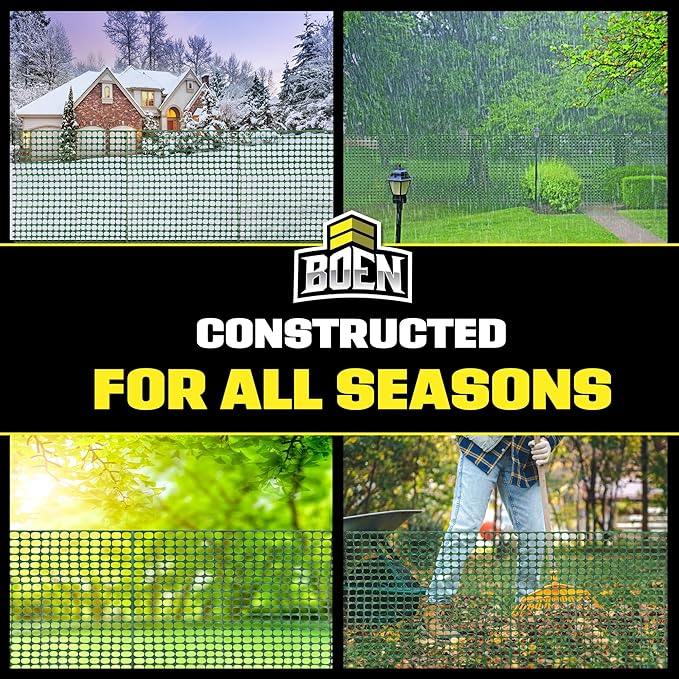 BOEN 4' x 100' Green Temporary Fencing, Mesh Snow Fence, Plastic, Safety Garden Netting, Above Ground Barrier, for Deer, Kids, Swimming Pool, Silt, Lawn, Rabbits, Poultry, Dogs
