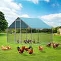 ROOMTEC Chicken Coop Run Large Metal Chicken Pen for 6-10 Chickens, Poultry Cage Spire Shape Coop, Heavy Duty Walkin Chicken Runs for Yard with Waterproof and Anti-UV Cover