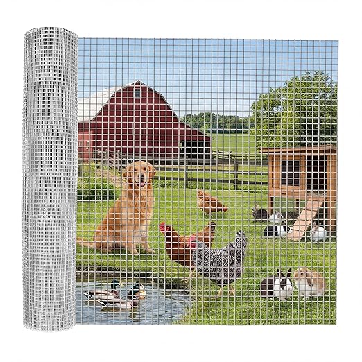 Chicken Wire 1/2 Inch 48in x 100ft Galvanized Welded Wire Mesh Roll, Chicken Wire Fence for Poultry Rabbit Snake Gopher Cage, Garden Plant Fencing & Animal Netting - Silver