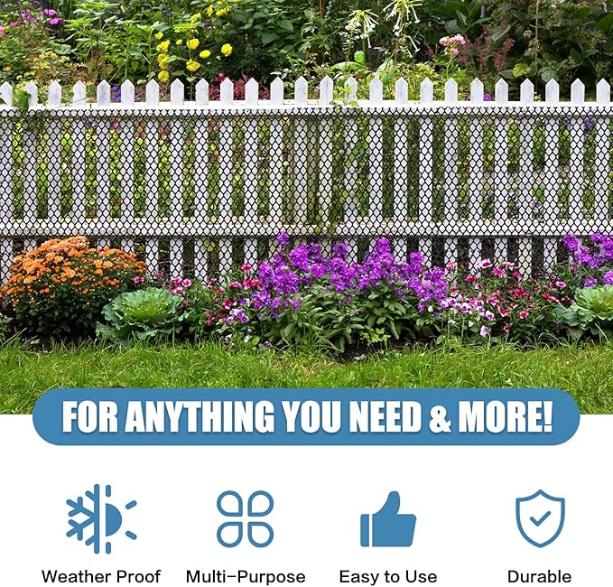 Plastic Pet & Garden Fence - Black 15.7in X 50ft Roll Multi-Use Decorative Chicken Wire Fencing for Poultry, Gardening & Animal Barriers