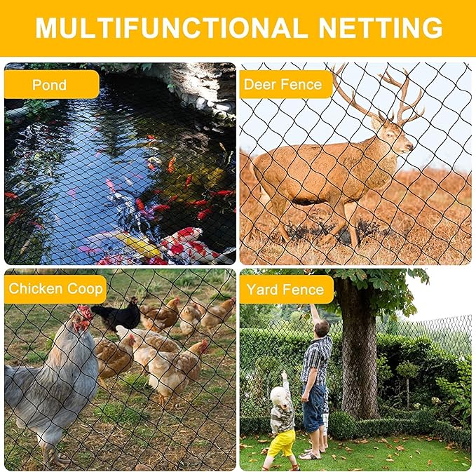 Chicken Netting 25'x25' with 1" Mesh Nylon Bird Netting for Chicken Coop, Heavy Duty Poultry Net Bird Net for Garden Deer Fence for Fruit Tree