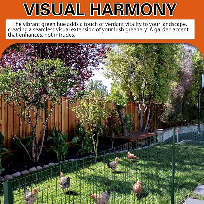 Hardware Cloth 1' 36in x 100ft Chicken Wire, Green Garden Fence, PVC Coated Metal Welded Wire Mesh for Preventing Snakes, Raccoons, Foxes, Poultry Netting