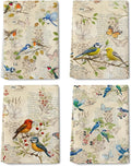 Vintage Birds Kitchen Towels, Retro Rustic Dish Towels for Kitchen Set of 4, Cute Birds Tea Towel Decor for Party Anniversary Holiday Decoration Housewarming Gifts