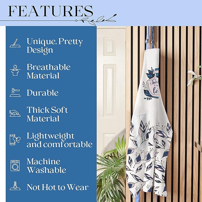 Waterproof Apron for Adults – Adjustable Fit with Deep Pockets, Stylish Cooking & Baking Apron for Women & Men